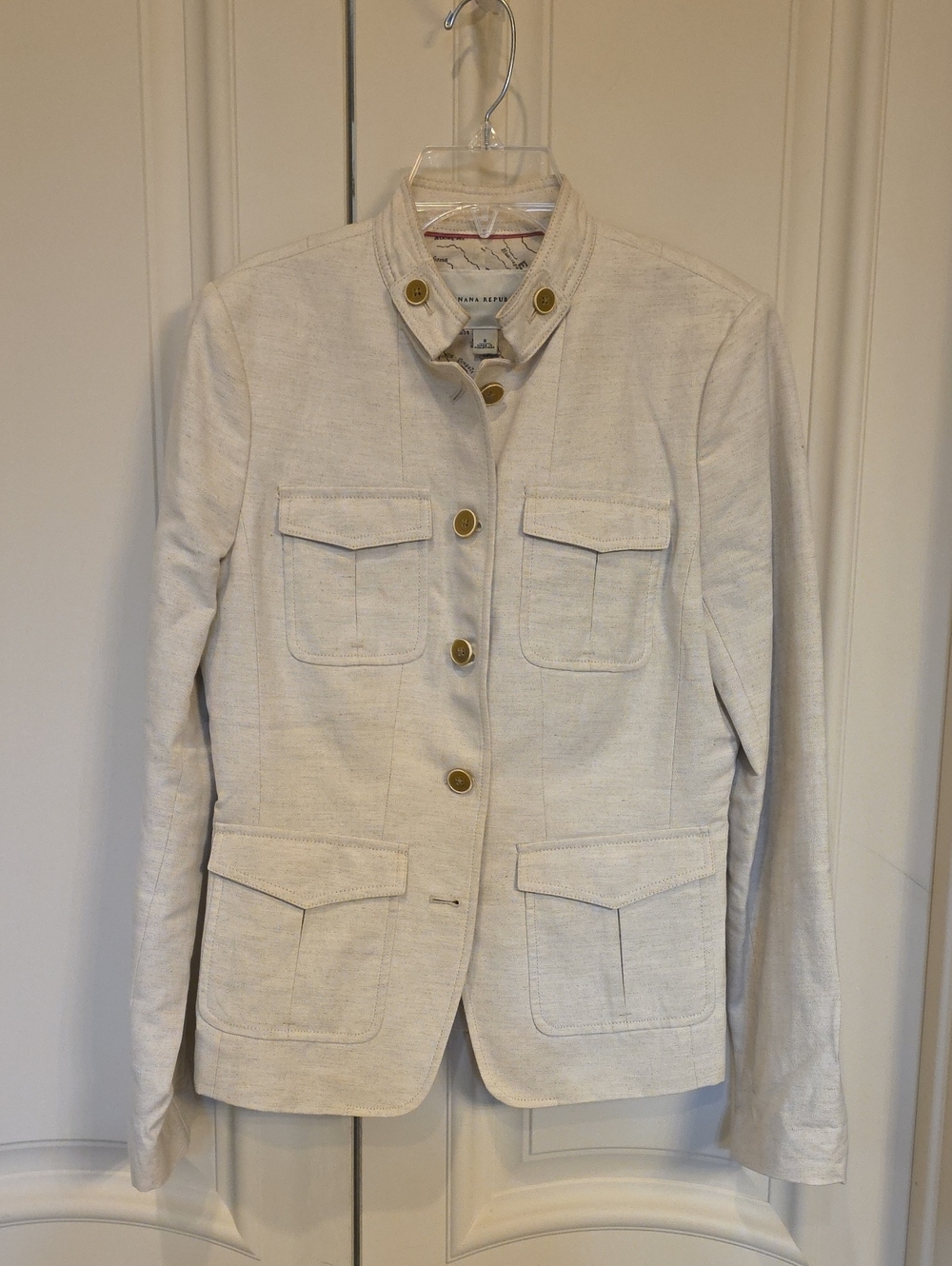 Banana Republic Cream Military-Style Blazer with Gold Buttons